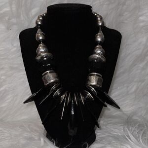 Chic Black and Silver Women's Necklace